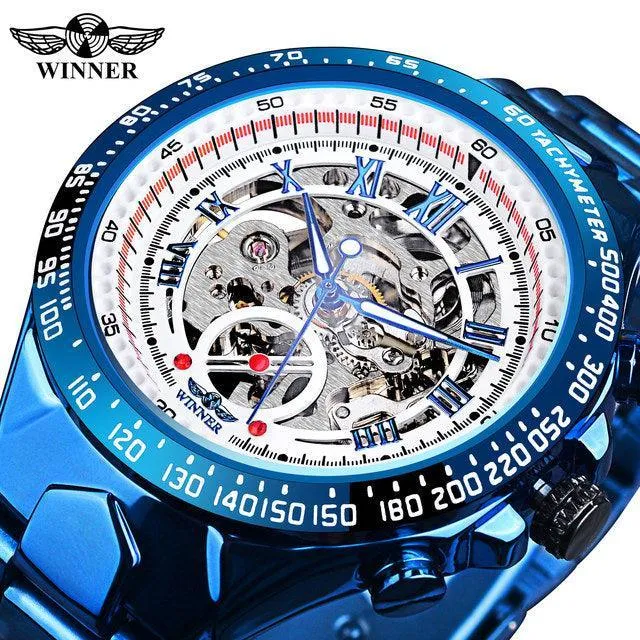 Top Brand Luxury Mechanical Sport Design Bezel Golden Automatic Skeleton Watch
