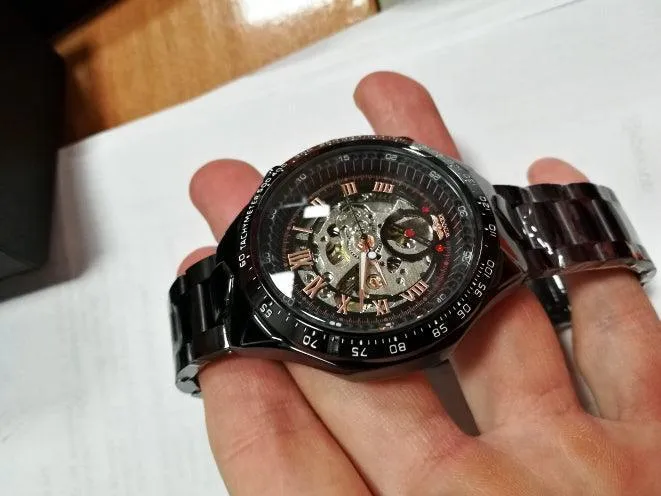Top Brand Luxury Mechanical Sport Design Bezel Golden Automatic Skeleton Watch