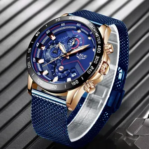 Top Fine Brand Luxury Style Mens Casual Mesh Belt Fashion Quartz Gold Watch Mens Watches Waterproof Clock Relogio Masculino