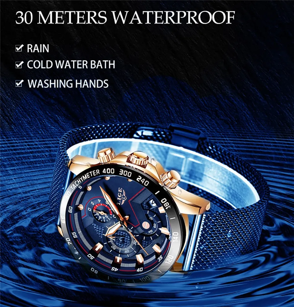 Top Fine Brand Luxury Style Mens Casual Mesh Belt Fashion Quartz Gold Watch Mens Watches Waterproof Clock Relogio Masculino