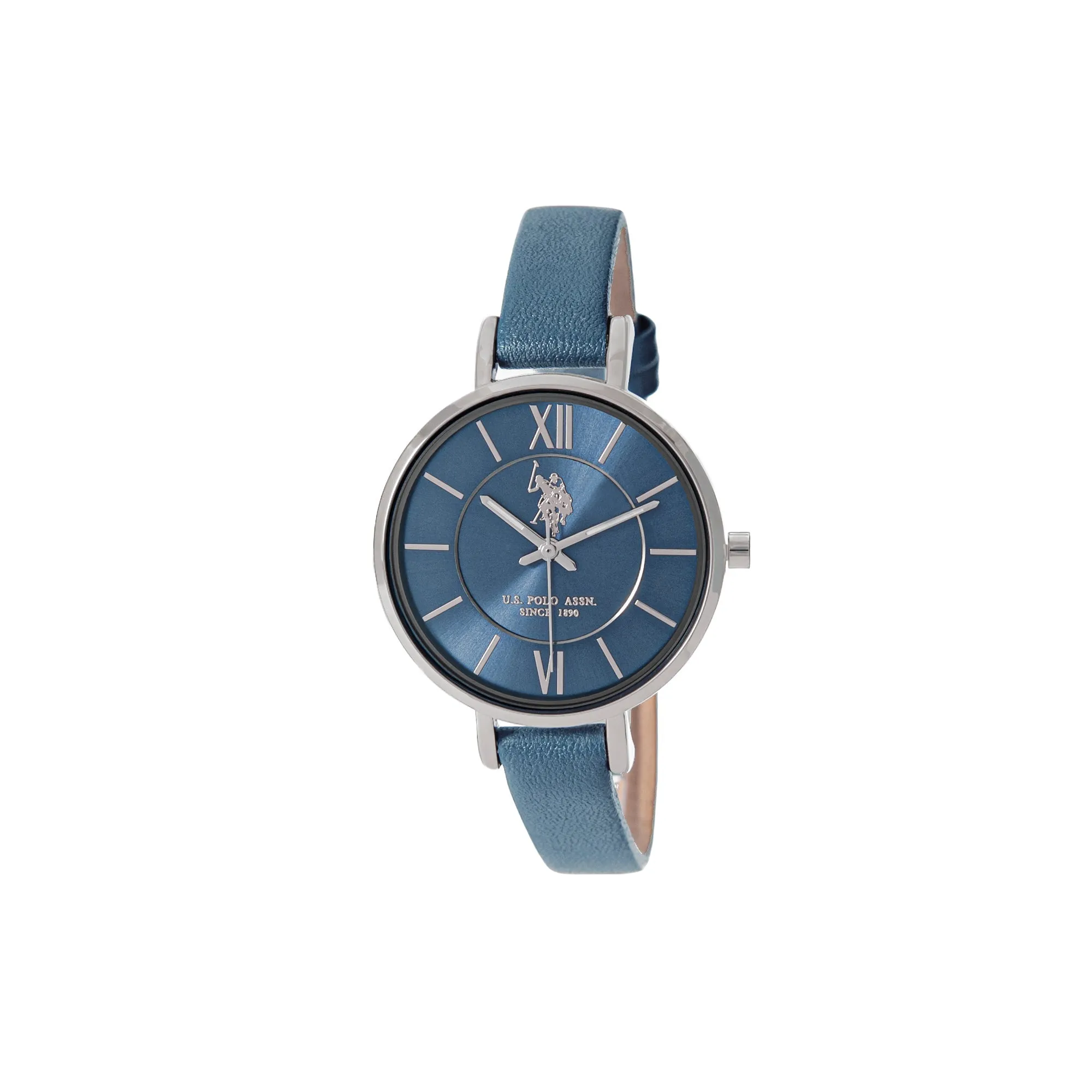 US POLO WOMEN'S LIGHT BLUE CALF LEATHER STRAP WITH PERSONALIZED BUCKLE