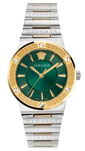 Versace Greca Two-Tone Green Dial Women's Watch VEVH00720