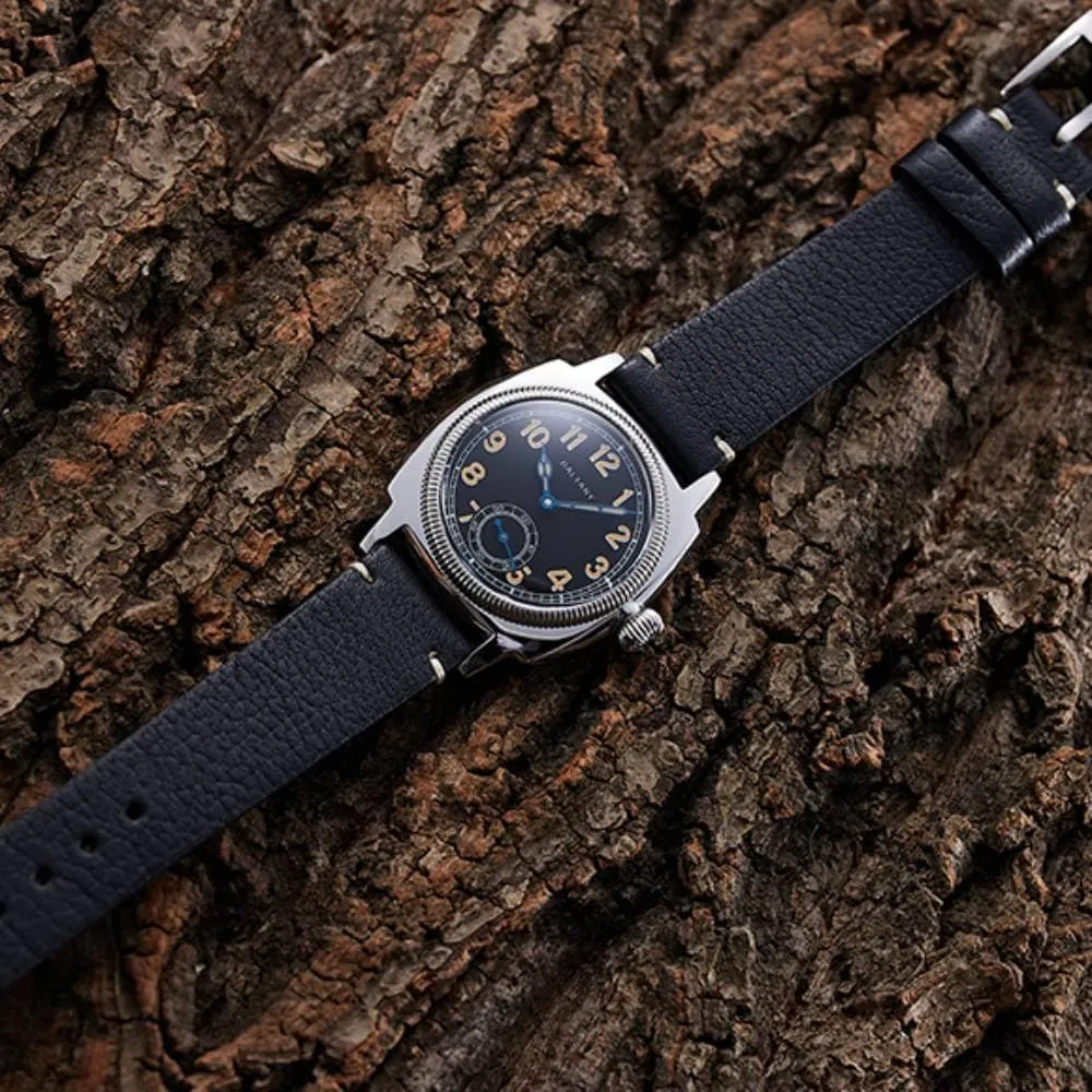 Vintage Mens Dress Watches, 1926s Cushion Leather Watch for Men with 316L Stainless Steel Case