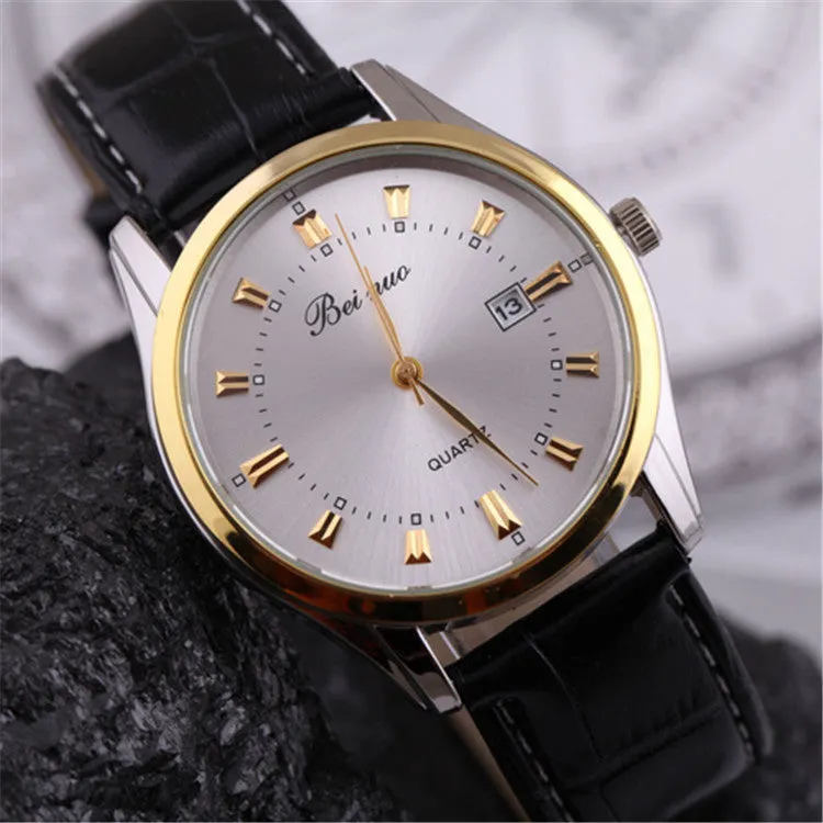 Watches Men Luxury Brand Beinuo Quartz Watches Men Leather Watch Casual Wristwatch Male Clock