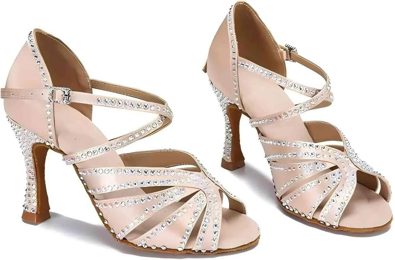 Women Ballroom Dance Shoes Diamond Fashion Modern Latin Salsa Bachata Practice Performance Dance Shoes