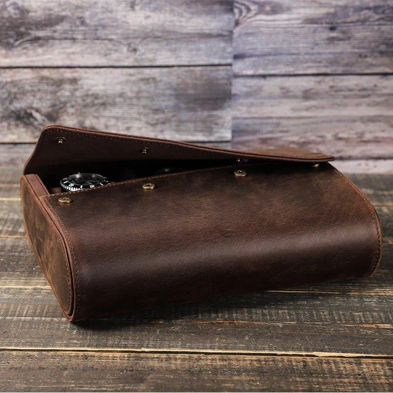 Woosir Leather Watch Roll Case for 6 Watches